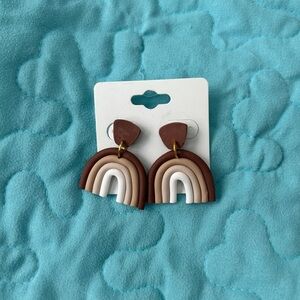 Brown and Cream Rainbow Kids Earrings